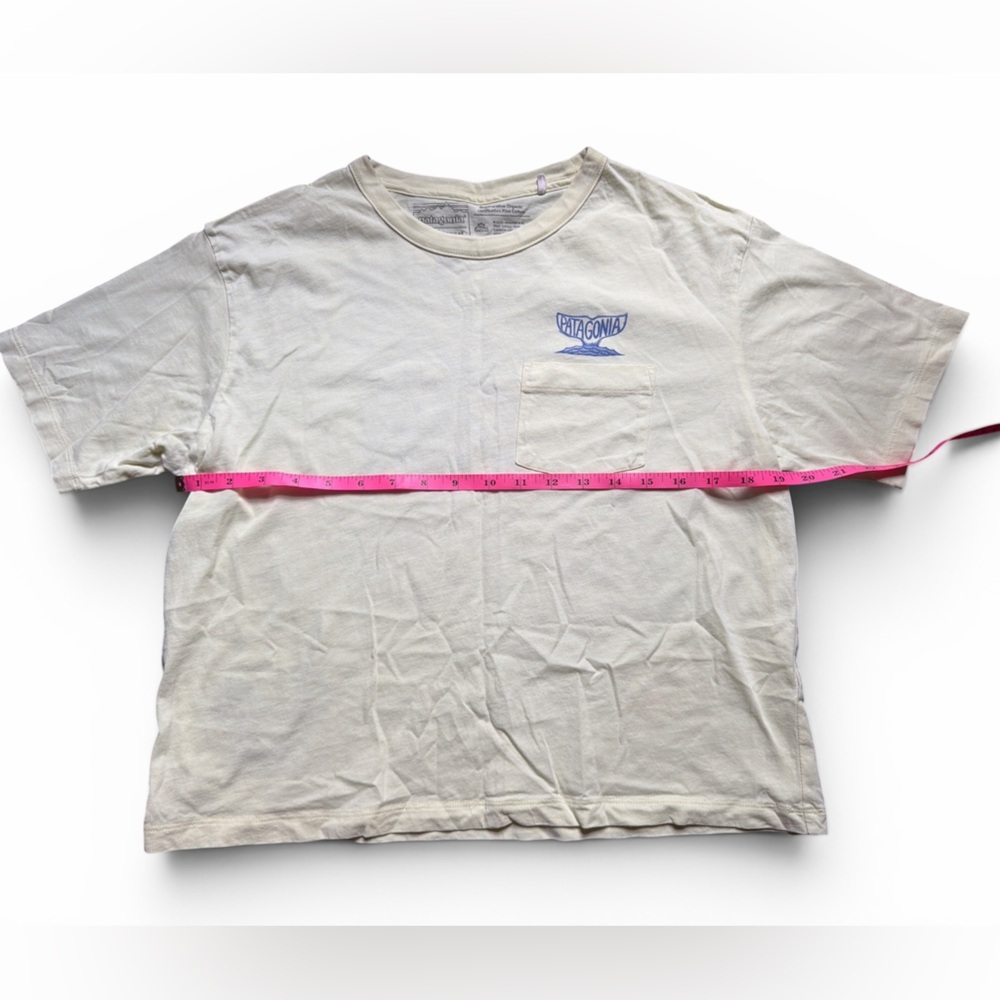 Patagonia Yellow Our Planet Can’t Wait Cropped Pocket Tee Short Sleeve Cotton - Picture 3 of 7
